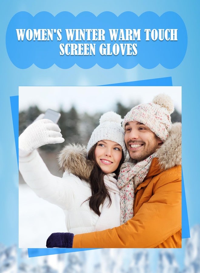 Skyebed 6 Pairs Winter Touchscreen Gloves Thick Thermal Knit Warm Gloves for Womens Mens Adult Cold Weather, 6 Colors - Image 3
